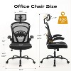 Ergonomic Office Chair with Flip-Up Armrests & Lumbar Support, Breathable Mesh High Back Desk Chair, Wide Seat, Black - 3 of 4