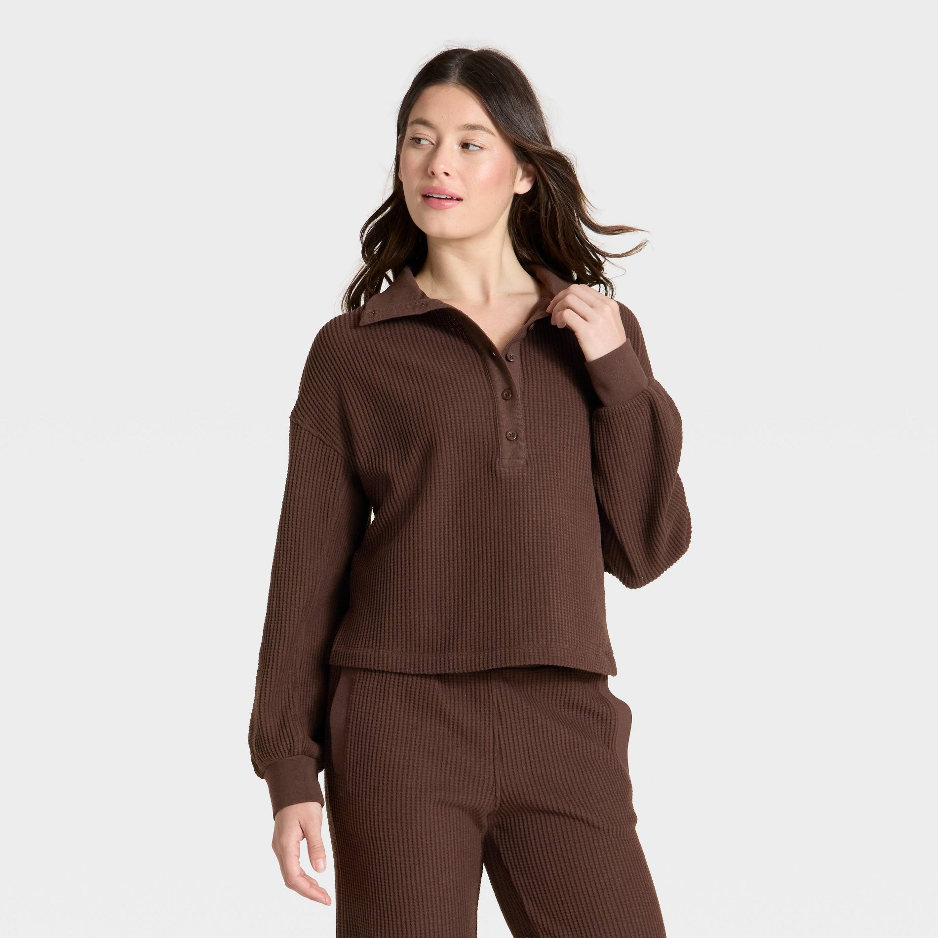 Women's Waffle Henley Sweatshirt - Auden™