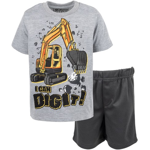 Funstuff Construction Toddler Boys Graphic T-shirt And Mesh Shorts Outfit  Set Construction, Gray 2t : Target