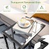 Simple Trending C Shaped End Table, Tempered Glass Snack Side Table with Metal Frame, TV Tray for Small Space, Sofa Couch and Bed, Modern Style, Black - 2 of 4