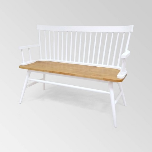 Maharis Farmhouse Bench White Natural Christopher Knight Home Target