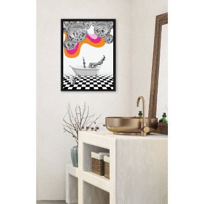 Colorful Disco Bathtub Canvas Print with Black Frame, 18x24