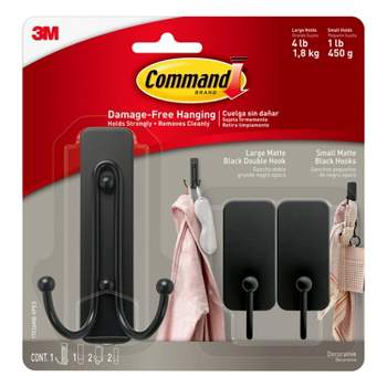 Biomoty Matte Black Adhesive Wall Hooks 2 Packs, Heavy Duty Sticky Tow