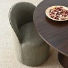 Modern Upholstered Dining Chair with Castors Round Dining Room Chair with Cushioned Backrest Linen Barrel Dining Chair for Kitchen -Tanpinhause - 3 of 4