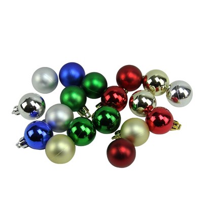 Northlight 18ct Shatterproof Shiny and Matte Christmas Ball Ornament Set 1.25" - Blue/Red