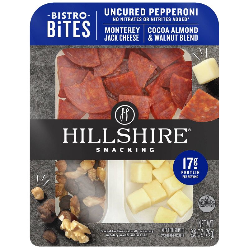 Hillshire Farm Snacking Bistro Bites with Pepperoni, Monterey Jack, Walnut &#38; Cocoa-Coated Almond Mix - 2.8oz, 1 of 7