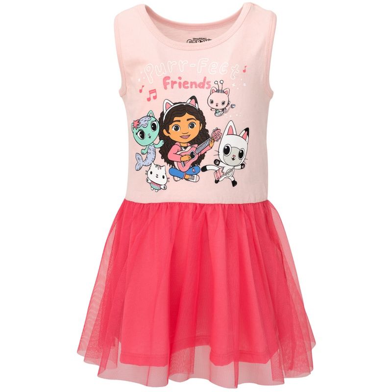 Dreamworks Gabby's Dollhouse Cakey Cat Gabby Kitty Fairy Pandy Paws Mercat Girls Tulle Dress Toddler to Big Kid, 3 of 8