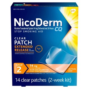 Nicoderm CQ Stop Smoking Aid, 14 mg, Clear Patches, Step 2