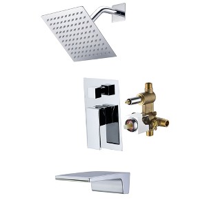 Sumerain Tub and Shower Faucet with Rough-in Valve, Wall Mount Shower Faucet Waterfall Spout Chrome - 1 of 4