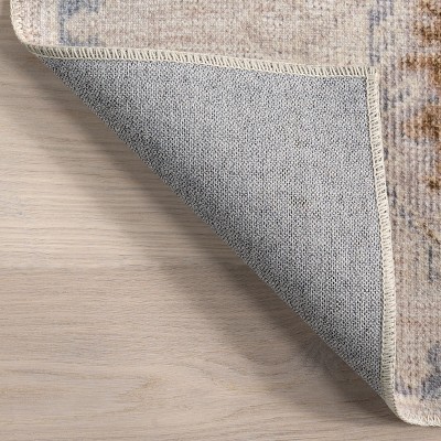 EasyCare 18" Square Beige Synthetic Stain-Resistant Accent Rug