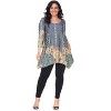 Women's Plus Size 3/4 Sleeve Printed Rella Tunic Top with Pockets - White Mark - 2 of 3