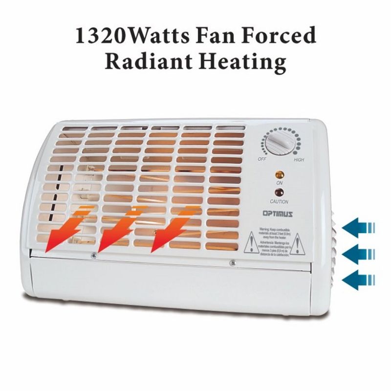Optimus H2210 Portable Fan Forced Radiant Heater with Thermostat - White, 5 of 6