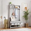 CAVINAS Hall Tree with Bench and Shoe Rack Modern Coat Rack with 4 Hooks and Soft Cushion for Hallway - 2 of 4