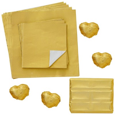 Stockroom Plus 400 Pieces Square Gold Aluminum Foil Wrappers for Chocolate and Candy (2 Sizes)