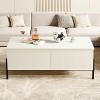 White Coffee Table with Drawers, Rectangle Coffee Table with Back Open Shelf, Center Table - 4 of 4
