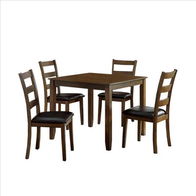 Royal Hampton 5 Piece Dining Table Set with Leatherette Seating, Brown