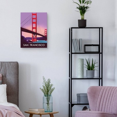 San Francisco Golden Gate Bridge Art Deco Canvas Print