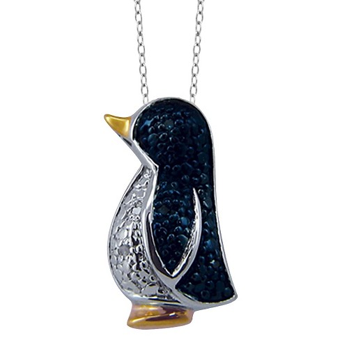 Sterling Silver Penguin Necklace Textured