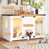YOOCOZZ Multifunctional Cat Litter Box Enclosure with LED Light, Scratching Post, Stairs, Adjustable Entry Modes - White - 3 of 4
