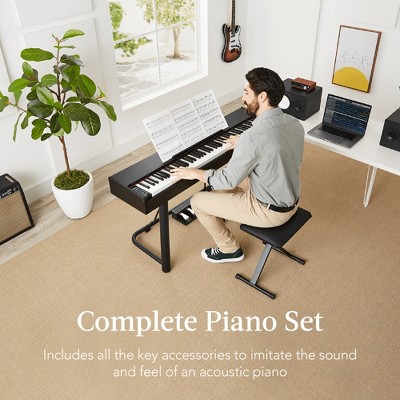 88-Key Black Digital Piano with Weighted Keys and Pedals