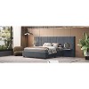 Okak Queen Size Velvet Platform Bed Frame Upholstered Modern Bed with Big Headboard & 2 shelves No Springs Required Easy to Assemble, Gray - 2 of 4