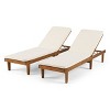 Christopher Knight Home Jessie Outdoor Chaise Lounge with Adjustable Acacia Wood Frame and Water-Resistant Cushions (Set of 2) - 2 of 4