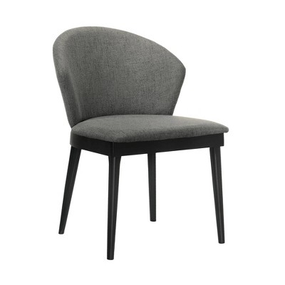Juno Charcoal Fabric and Black Wood Upholstered Side Chairs, Set of 2