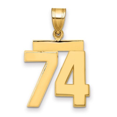 Black Bow Jewelry 14k Yellow Gold, Athletic Collection Medium Polished Number 74 Pendant
