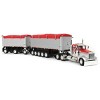 First Gear 1/64 Viper Red/Silver Kenworth W900L w/ 31ft & 20ft End Dump Trailers, DCP, 60-1632 - 2 of 4