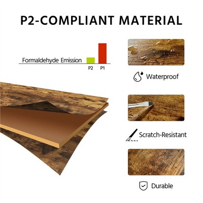 Yaheetech 24" Brown Wood and Metal Backless Bar Stools Set