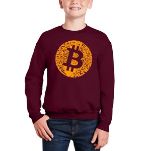 LA Pop Art Bitcoin - Boy's Word Art Crewneck Sweatshirt - 1 of 3