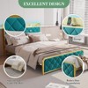 King Size Platform Bed Frame with Charging Station and LED Lights, King Bed Frame with Velvet Storage Headboard, Noise Free - 3 of 4