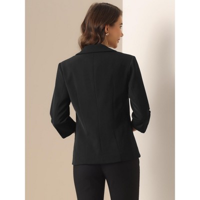 INSPIRE CHIC Women's 3/4 Sleeve Lapel Collar One Button Side Pockets Blazer Black X-Small — фото 3