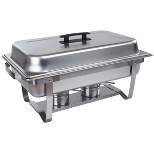 Great Northern Popcorn Chafing Dish 9 Quart Stainless Steel Buffet Set - Includes Food Pan, Water Pan, Cover, Chafer Stand and 2 Fuel Holder
