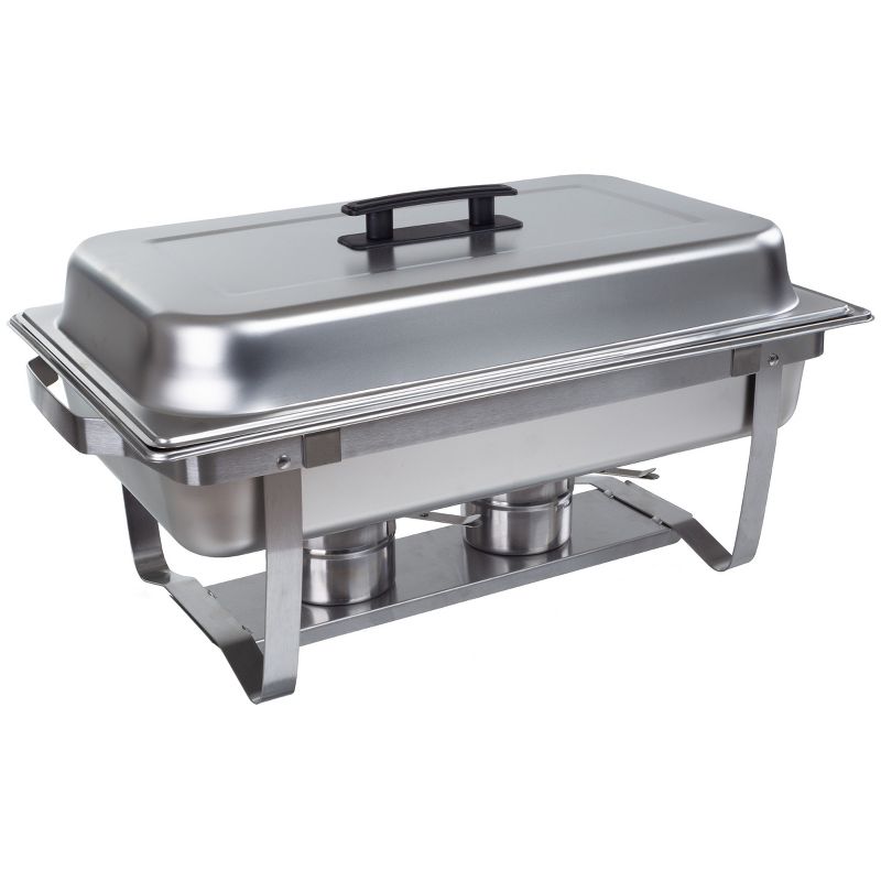 Great Northern Popcorn Chafing Dish 9 Quart Stainless Steel Buffet Set - Includes Food Pan, Water Pan, Cover, Chafer Stand and 2 Fuel Holder, 1 of 13