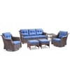 Buenhomino 6 Pieces Patio Furniture Set, Outdoor Wicker Sofa Couch with Rocking Swivel Chairs Comfy Cushions, Deep Seat Rattan Conversation Sets - 2 of 4