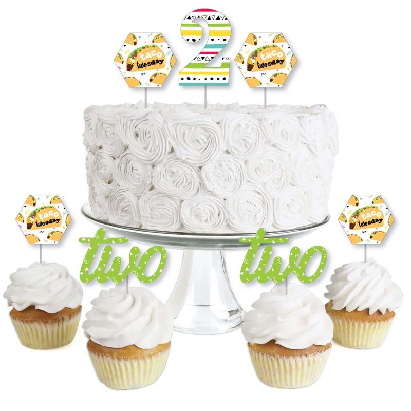 Big Dot of Happiness Taco Twosday - Dessert Cupcake Toppers - Fiesta Second Birthday Party Clear Treat Picks - Set of 24, 1 of 8
