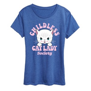 Women's - Instant Message - Childless Cat Lady Society Short Sleeve Graphic T-Shirt - 1 of 4