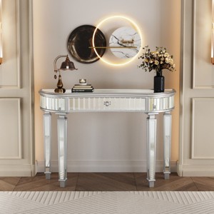 47" Modern Mirrored Console Table with Storage Drawer, Half-Moon Entryway Table for Hallway, Dressing Room, or Living Room–The Pop Home - 1 of 4