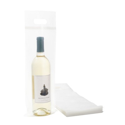 Stockroom Plus 60 Pack Plastic Wine Bottle Bags with Handle and Tamper Proof Seal (6x17 In, Clear)