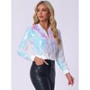 INSPIRE CHIC Women's Sequin Long Sleeve Glitter Shiny Party Bomber Jacket - 3 of 4