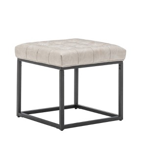 18" Square Button Tufted Metal Ottoman - WOVENBYRD - 1 of 4