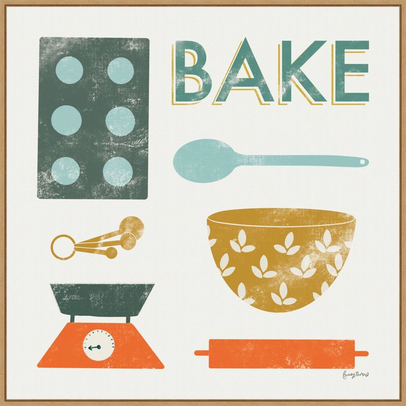 30&#34; x 30&#34; Retro Kitchen II by Becky Thorns Framed Canvas Wall Art Print - Amanti Art, 1 of 10
