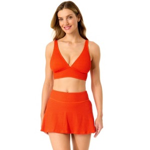 Anne Cole Women's Live In Color Textured Shirred Soft Band Bralette Bikini Swim Top - 1 of 4