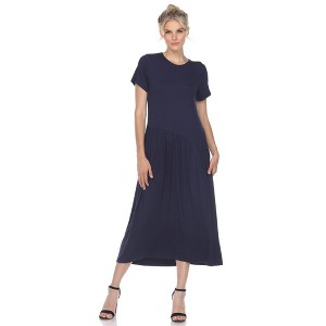 Women's Short Sleeve Asymmetrical Waist Maxi Dress - White Mark - 1 of 4