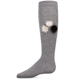 Memoi Fuzzy and Fun Girls Pom-Pom Cotton Blend Knee Socks - 1 of 2