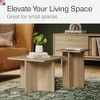 Stead Square Fluted Nesting Coffee Table - Low Profile 2 Piece Square Coffee Table Set - Living Room Furniture (Natural Oak) - 3 of 4