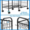 MOEPISY Ball Storage Rack, Sports Ball Storage Cart with 6 Wheels, Elastic Strap, Removable Basket, Hooks - 4 of 4
