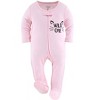 The Peanutshell Footed Baby Sleepers for Girls, Cheetah & Pink Hearts, 3-Pack, Newborn to 12 Month Sizes - 3 of 4