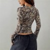 Clotth Women's Camouflage Top - U-Neck Long Sleeve T-Shirt, Slim Fit Maple Leaf Pattern, Dressy Casual Y2k Women's Tops, Camouflage - 2 of 4
